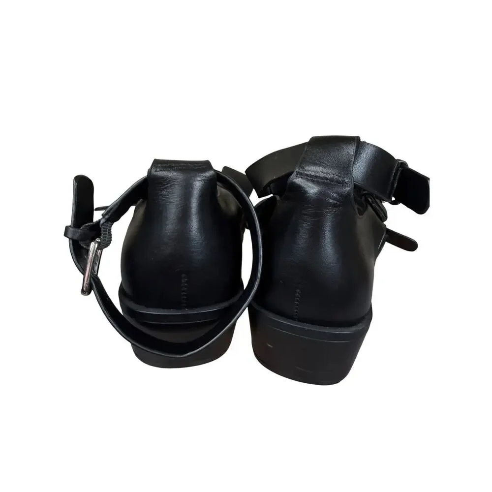 NEW ZARA Black Leather Fisherman Sandals Buckle Cage Heels Size 41 US 10 - Picture 10 of 11